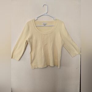 Christopher & Banks Cream Crew Neck Sweater with Ribbed Texture